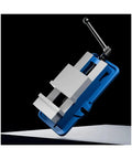 Heavy Duty 4 Inch Precision Bench Vise With Smooth Pull Down Locking Mechanism For Milling And Drilling Machines Secure Metalworking Tool Clamp, side view.