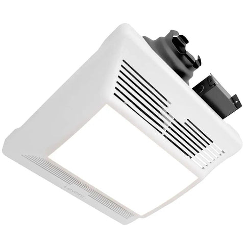 Super Quiet 90 CFM Bathroom Exhaust Fan With Built In LED Light, Ceiling Mounted Vent With White Grill, 4 Inch Duct Compatible