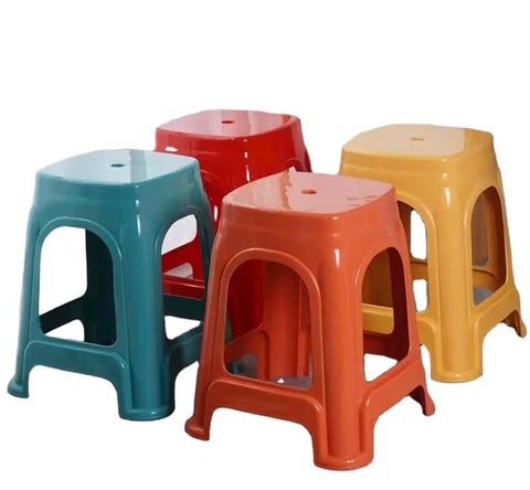 Heavy Duty Hydraulic Automatic Injection Molding Rig For Crafting Plastic Chairs And Household Wares That Devours Pp Pe Abs Pvc Pet Pc Resin Without Skipping A Beat, featuring colorful plastic stools.