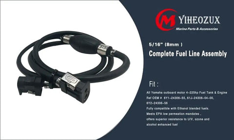 Outboard Fuel Line Hose 8Mm With Quick Connectors And Primer Bulb For Yamaha Outboard Motor 6.5 Ft Replacement 6Y1-24306-55