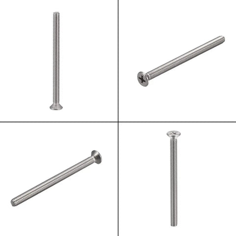 Premium Eight Thirty Two By Two Quarter Inch Flat Head Machine Screws Made Of Slick Thirty Four Stainless Steel in various angles