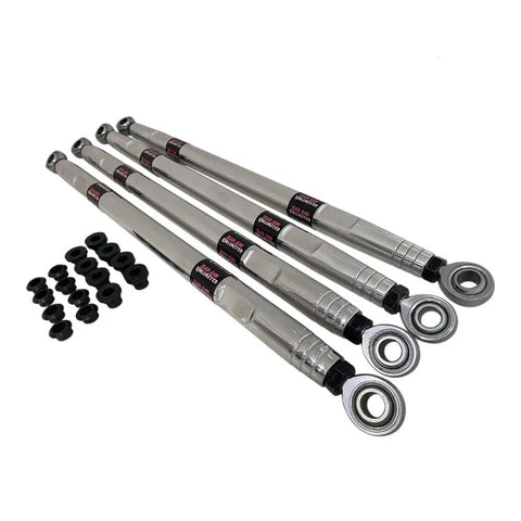 RZR XP Turbo Heavy Duty Radius Rods Rear Arms Upgrade Kit For Off Road UTVs, 12mm Bolts, 5x Stronger Than Stock, Beefy Rear Suspension Upgrade For Rugged Trails And High Impact Rides. Polished 6061 aluminum radius rods and hardware