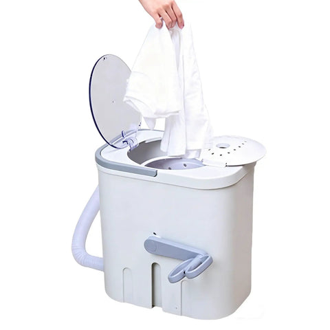 Hand Cranked Portable Washing Machine For Off Grid Camping And Rv Life Non Electric Manual Laundry Scrubber, loading clothes.