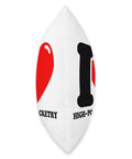 Side view of Love High Power Rocketry Throw Pillow - Multicolor Double-Sided Print Cushion, graphic print visible.