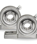 1-Inch Bore Twin-Pack Pillow-Block Bearing, Two-Bolt Flange-Mounted Stainless Steel Housing Self-Aligning Assembly