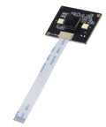Close-up of Turbo Fast Barcode Scanner Module with USB Interface, 2D and 1D scanning capability on a black circuit board.