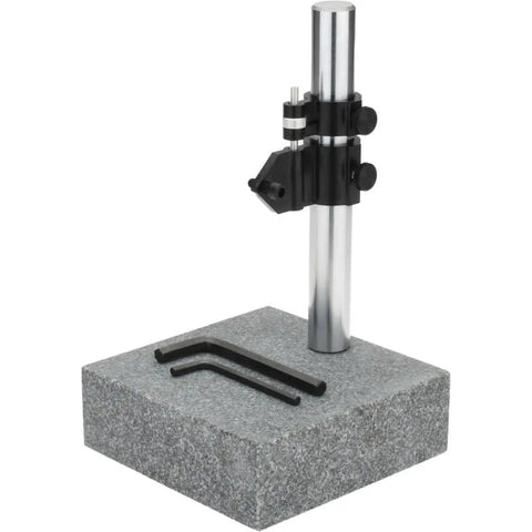 Granite Base Comparator Gage Stand With 8 Inch Stand Height, 6 By 6 By 2 Inch Base, 10 Inch Overall Height, Beefy Ebony Granite Built