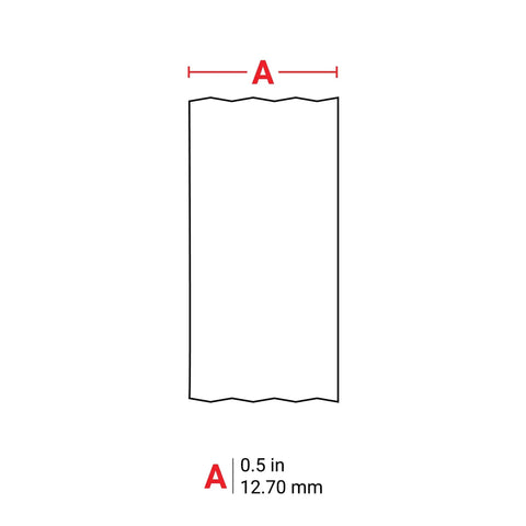 All Weather Vinyl Label Tape Built To Handle Heavy Duty Work And Lab Marking Sticks Like Wild In Freezers Or Extreme Cold Black On White Tape Fits M210 Bmp21 Printers Half Wide By 21 Feet Long shown with 0.5 inch width diagram.