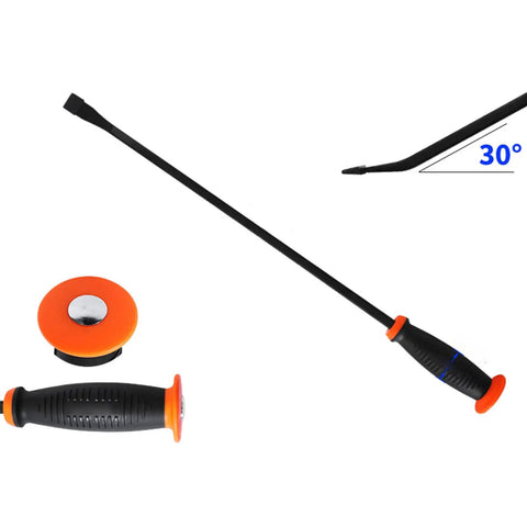 Heavy Duty Pry Bar Set With Thick Strike Caps And Industrial Grade Ergonomic Handles For Automotive Demolition And Nail Pulling