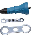 Cordless Rivet Gun Adapter Kit For Drill Rivet Nut Tool Attachments With 2.4mm 3.2mm 4.0mm 4.8mm Nozzles Lightweight Metal Blue