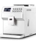 Gotta Love This Fully Automatic Espresso Machine With A Slick Milk Frother And One Touch Buttons, sleek white design.