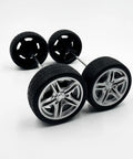 Ten Pack 48mm Toy Car Rubber Wheels With 5 Shaft Axles for RC Cars Trucks Robots DIY Models front view