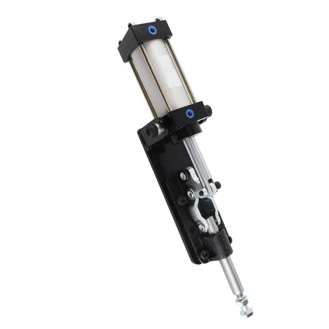 Heavy Duty Pneumatic Clamp Made From Carbon Steel For Welding And Forming Jobs With High Accuracy Auto Control And Easy Use Toggle Mechanism In Industry Production Ranging 0.5 9.0kgf Square Cm, showcasing the clamp's actuator and body design.