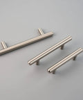 Brushed Nickel Stainless Steel Cabinet Pulls 6 Inch Overall Length With Four Inch Hole Centers And Half Inch Projection For Kitchen Cabinets