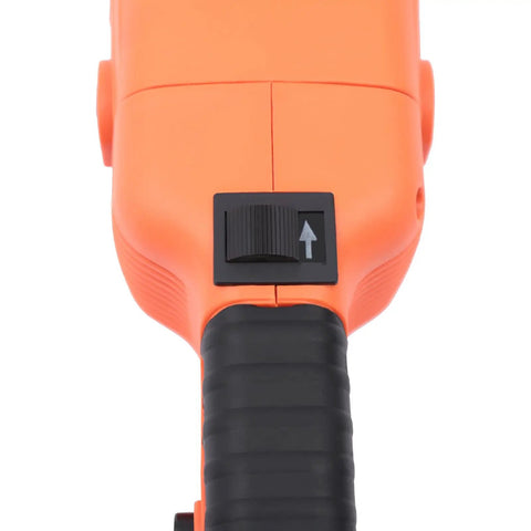 Top view of Heavy Duty Electric Pipe Threader Machine With Copper Motor And Portable Handheld Design For No Sweat 110V Threading Operations, showing grip and control switch.