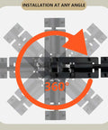 Built Like A Tank Heavy Duty Slide Barrel Bolt 3 Inch Stainless Steel Latch showing 360-degree installation capability.