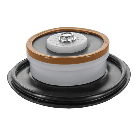 Orbit anti-siphon valve diaphragm, gray center with brown seal on black base, front view.