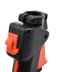 Close-up of Throttle Handle Switch Assembly For Multi Tool Brush Cutter With Kill Switch, 26mm Pipe, Trigger Cable, Orange Wire Harness.