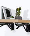 Premium Black Corner Shelving Brackets Wall Mount Storage Heavy Duty Steel Folding Shelf Supports with wood shelf and decorations.