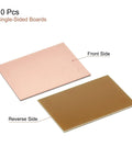 Copper Clad PCB Boards 70mm By 50mm By 1.5mm FR4 Glass Fiber Single Sided Prototyping Pack Of 10, front and reverse sides shown