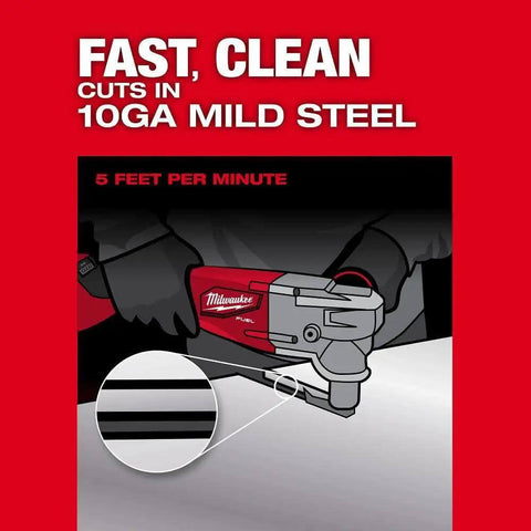 Image showing 10 Gauge Nibbler With Variable Speed And Tool Free 360 Die Holder Rotation cutting 10GA mild steel quickly