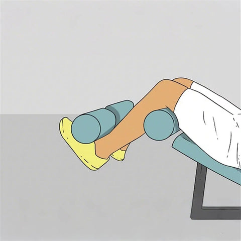 Animated use of Leg Extension And Curl Machine Attachment for Power Rack and Home Gym with thick foam in action