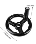 Smooth Operation 3 Spoke Hand Wheel 125mm Diameter With 12mm Bore And Revolving Handle For Lathe Milling Machine Grinder Industrial Tool Adjustments side view with dimensions