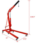 Badass Two Ton Folding Hydraulic Engine Hoist Cherry Picker Shop Crane with adjustable boom and six swivel casters.