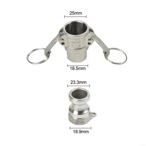 Beefy Aluminum Cam Lock Fitting Quick Connect 1 Inch NPT Male One Half Inch Port Hose And Pipe Adapter For Industrial Fluid Transfer, Fast Tool-Free Setup And Rugged, Reliable Connection, 25mm fitting with 18.5mm base
