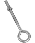 Heavy Duty Stainless Steel Eye Bolt Three Eighth Inch By Six Inch With Hex Nut Included And Standard Machine Threads