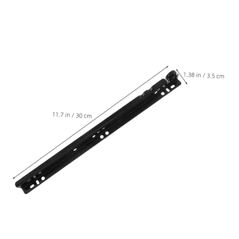 Two Sets Soft Close Bottom Mount Drawer Slides, Heavy Duty Iron Rails, Quiet Smooth Sliding Hardware For Kitchen Cabinets, Dressers, And Furniture, 11.7 in, black metal