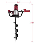 1500W Electric Post Hole Digger With 6 Inch And 4 Inch Augers, Reverse Function, shown with dimensions
