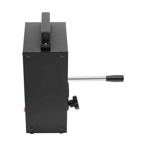 Side view of 4 Ton Heat Press Machine With Dual Heating Plates And LED Display Four And A Half By Four Point Seven Inch Dual Heated Plates