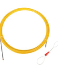Sturdy 5M Fiberglass Fish Tape For Pulling Wires Fast, Solid Wire Puller Kit With Connector For Electrical Cables Through Walls And conduits In Homes Or Jobsites Durable Cable Loom Tool, yellow coil with pull loop
