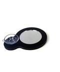 3X Magnification Windshield Repair Inspection Mirror With Suction Cup For Auto Glass Chips And Cracks Rock Chip Repair Tool To Visually Monitor Breaks In Real Time On Horizontal Or Vertical Surfaces. 3x mirror with suction cup on black base.