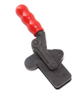 Heavy Duty Toggle Clamp With Arrow Storage Case For Boxes And Suitcases That Push Pull Fastens Easily So You Can Secure Gear Without Wasting Time On Complicated Latches Or Broken Hardware During Your Next Big Adventure Outdoors. black steel clamp with red handle, GH-70300T