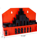 Front view of Heavy Duty T Slot Clamping Kit For Milling Machines And Drill Presses 58 Piece Clamp Set With 7 16 Table Slot And 3 8 16 Stud