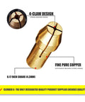 4-claw design copper collet from the 10 Piece Mini Fine Copper Collet Set for Rotary Tool Bits, features 4.3mm shank.