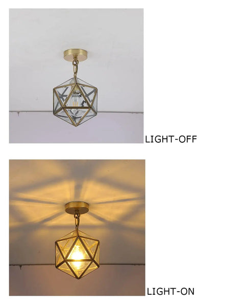 Modern Brass Chandelier With Adjustable Height Hanging Lights And 4mm Clear Glass Shade Pendant Lighting For Kitchen Island Porch And Cafe shown in off and on states