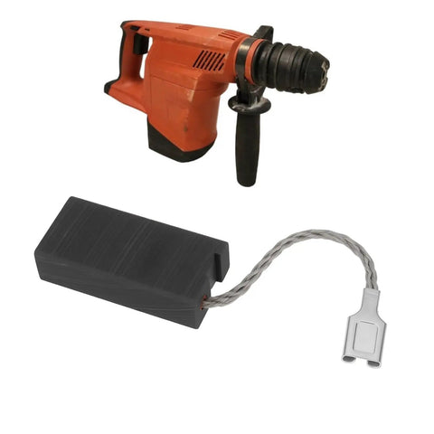 Two Pairs Hammer Drill Carbon Brushes 7x12.5x25mm Compatible With TE-74 TE-75 TE-76 TE-704 TE-705 DD100 D8 For Pro Grade Smooth Power Delivery And Longer Motor Life shown with drill.
