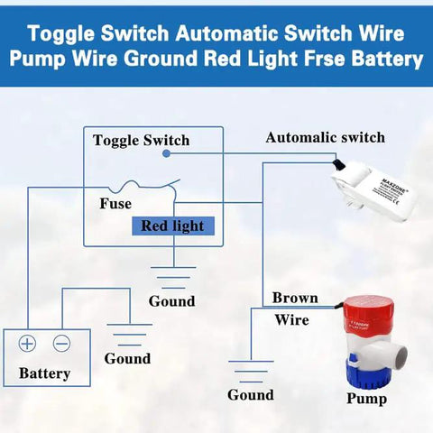Automatic Submersible Bilge Water Pump For Boats 12V 1100GPH With Float Switch wiring diagram with toggle switch and battery
