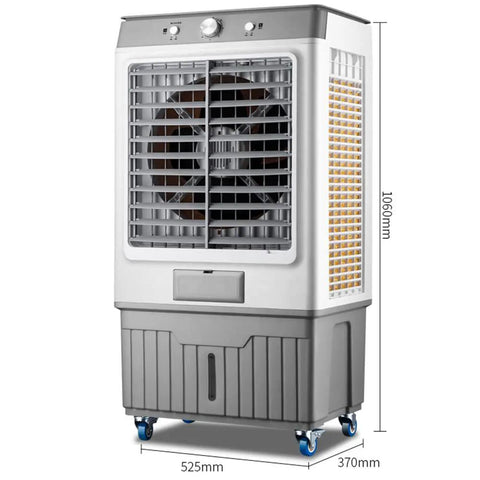 Heavy Duty Portable Evaporative Air Cooler, Badass 120 Degree Oscillating Swamp Cooling Fan on wheels for easy mobility.