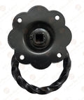Antique Wrought Iron Cabinet Ring Drop Pulls Matte Black Finish 2 Pack front view close-up 2.7x2.7x1.8 inches
