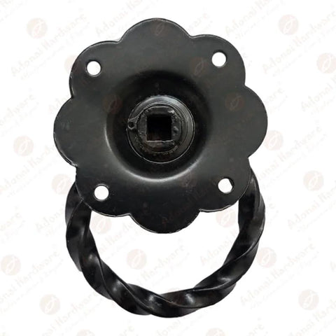 Antique Wrought Iron Cabinet Ring Drop Pulls Matte Black Finish 2 Pack front view close-up 2.7x2.7x1.8 inches