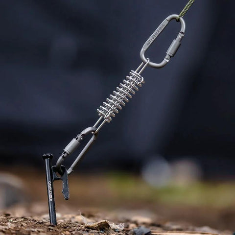 Doucdoft tent spring buckle set with 304 stainless steel coil springs and carabiner hardware, 10-pack