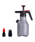 Heavy Duty Two Liter Hand Pump Foam Sprayer For Car Washing And Mobile Detailing Built From Tough As Nails Plastic and Chemical Resistant Valves For Quick And Easy Rinse Off with two nozzles beside.