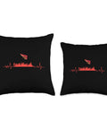 Cool Hang Gliding Throw Pillow With Funny Hang Glider Art For Men And Women Double Sided Print Home Decor Gift Idea For Teens Boys And Girls Soft Polyester Pillow Cover And Insert Perfect For Couch Bed with black background and red graphic.