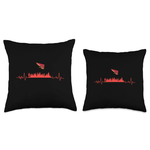 Cool Hang Gliding Throw Pillow With Funny Hang Glider Art For Men And Women Double Sided Print Home Decor Gift Idea For Teens Boys And Girls Soft Polyester Pillow Cover And Insert Perfect For Couch Bed with black background and red graphic.