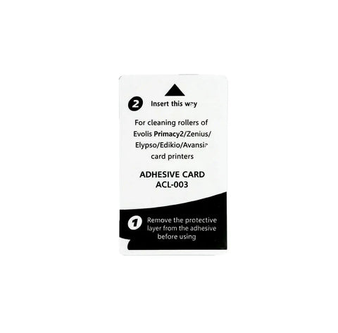 Adhesive Cleaning Cards For Evolis Primacy Zenius Elypso Badgy 200 Compatible Card Printer Roller Maintenance Kit with user instructions.