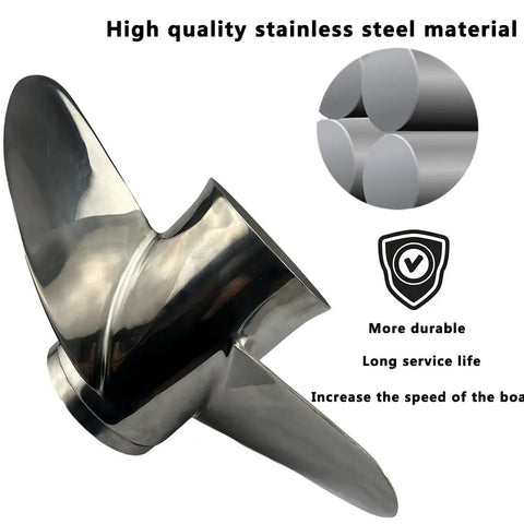 Aftermarket Outboard Propeller 13.5 Inch Diameter 15 Pitch 3 Blade Stainless Steel Built To Last Right Hand Rotation With 15 Spline Shaft
